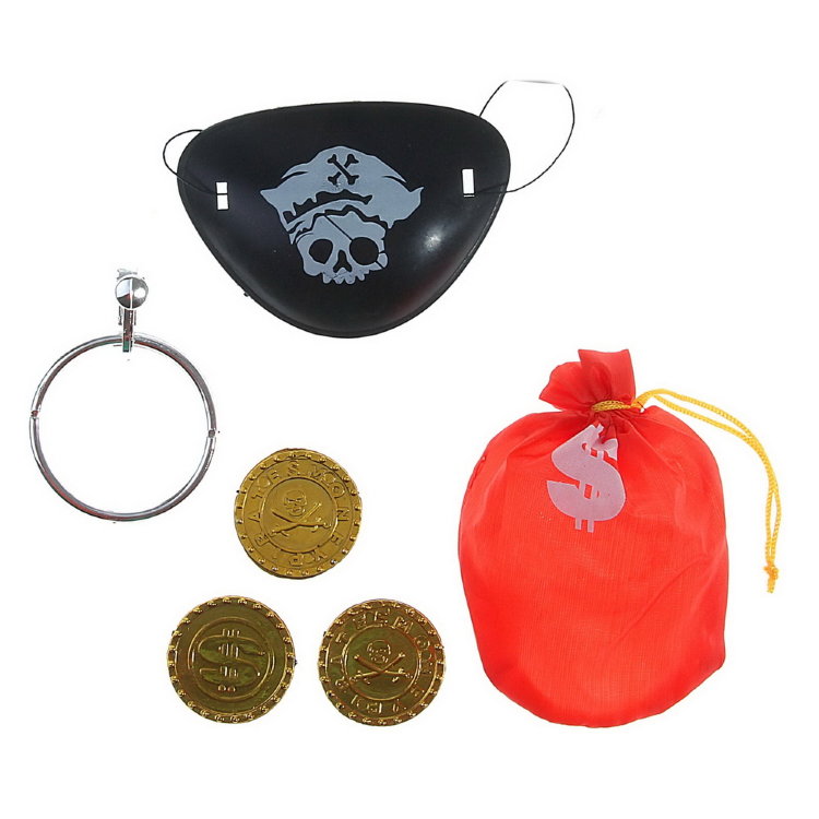 Набор пирата (повязка на глаз, монеты и мешочек для них)