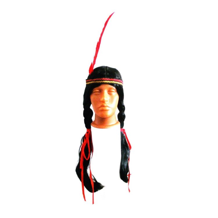 Парик Индейца - красные ленты